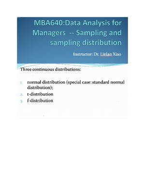 Week 7 Notes Mba 640 - Week 7 Notes 640 Analysis For Managers - Data ...