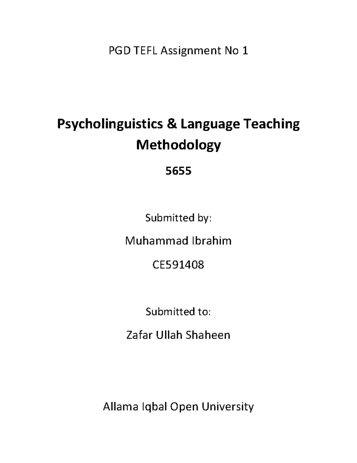 Pschollinguistics- 5655-converted - PGD TEFL Assignment No 1 ...