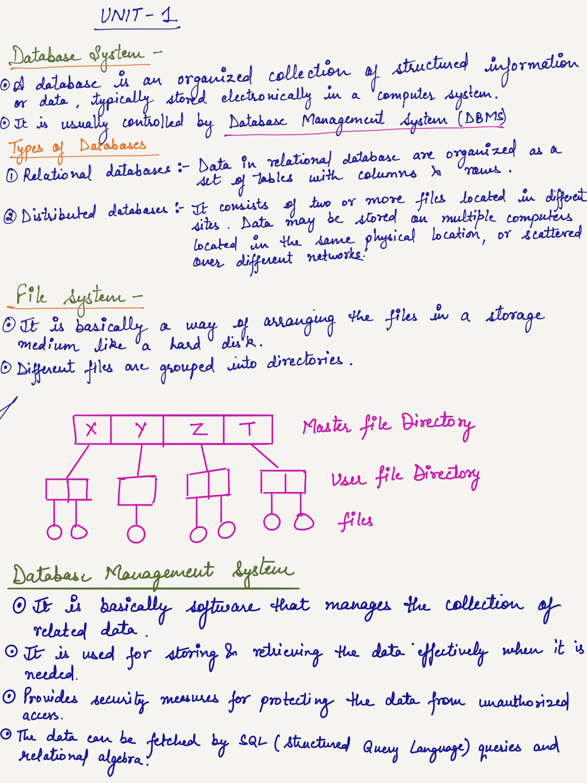 Unit 1 Dbms - Notes For Dbms Unit 1 - Btech In I.T - Studocu