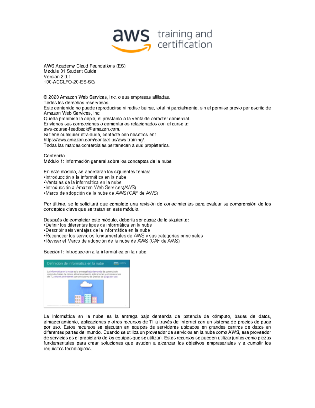 AWS Academy Cloud Foundations ES Module 01 Exp - AWS Academy Cloud ...