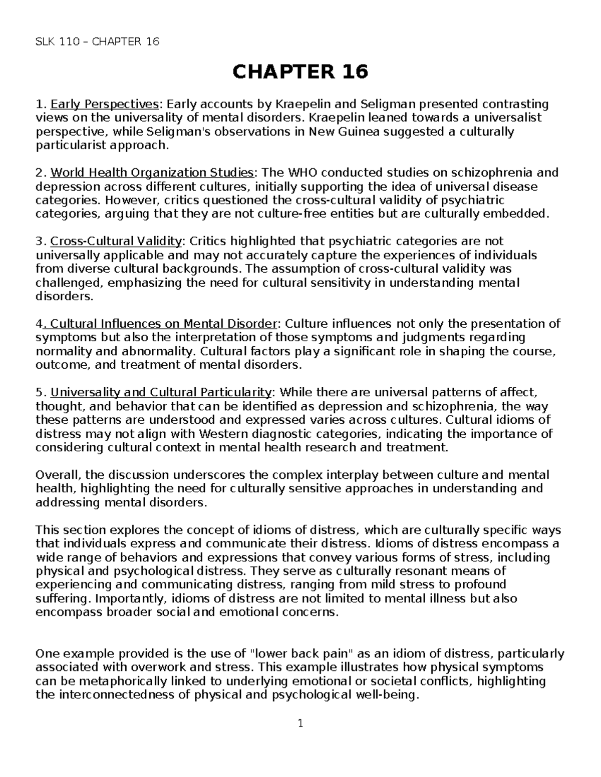 SLK Chapter 16 - Summary Introduction to Psychology - CHAPTER 16 Early ...