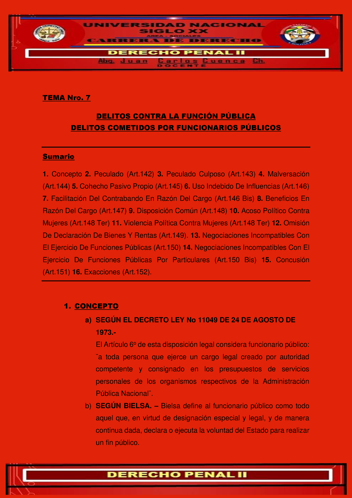 TEMA 7 Derecho Penal 2 - Material - TEMA Nro. 7 DELITOS CONTRA LA FUNCI ...