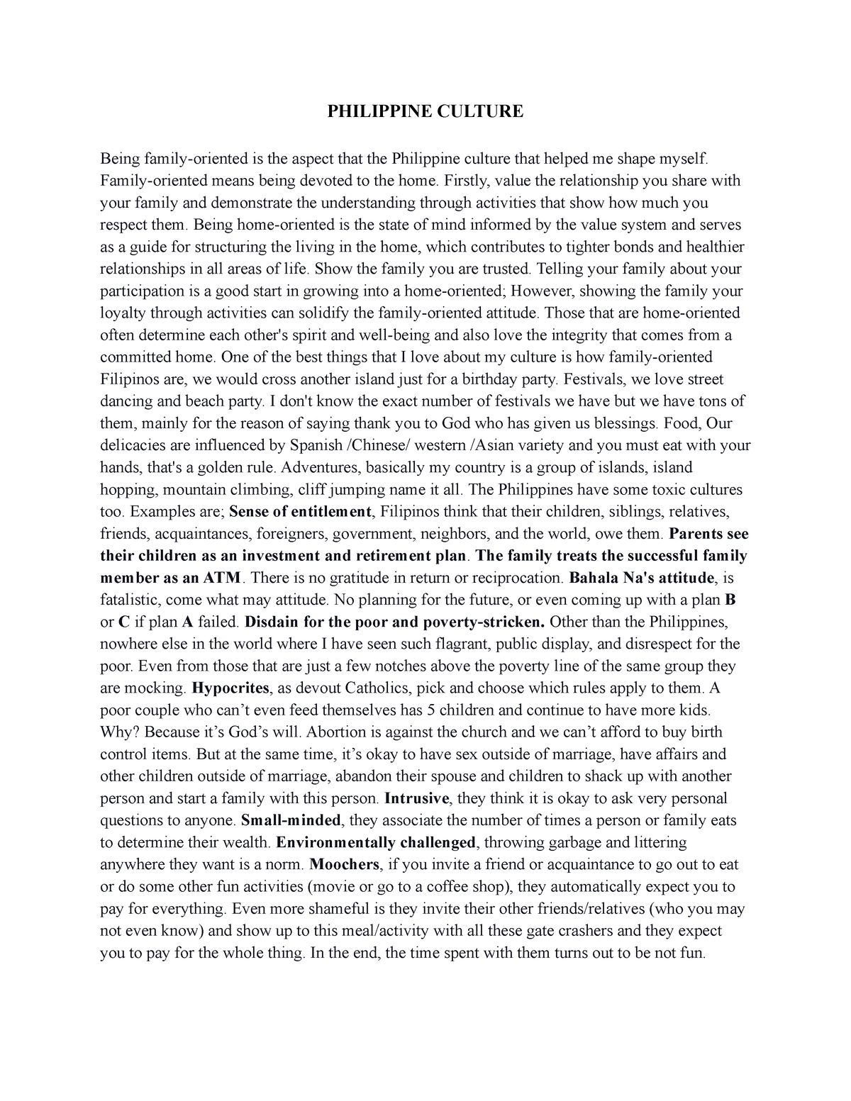 essay about the culture of the philippines