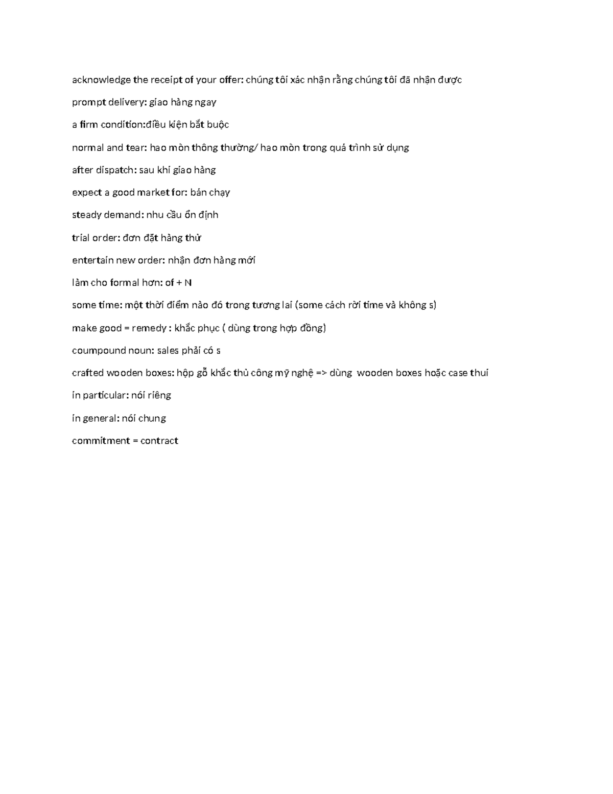 TACN một số vocab translate relate contract order,.. acknowledge