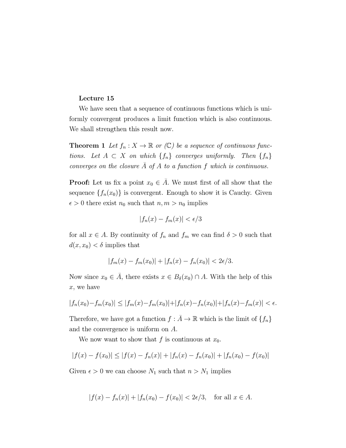 Week6 - Real Analysis - Lecture 15 We Have Seen That A Sequence Of ...