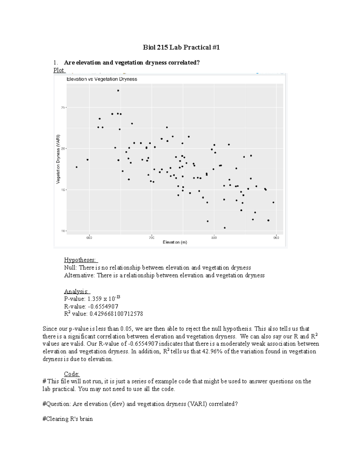 Biol 215 Lab Practical #1 - Biol 215 Lab Practical Are elevation and ...