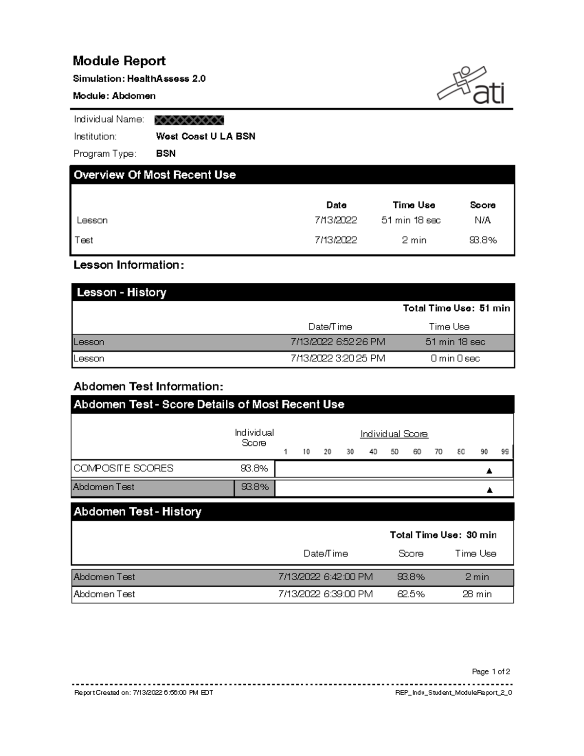 Health Assess 2.0 Abdomen Module Report Simulation HealthAssess 2
