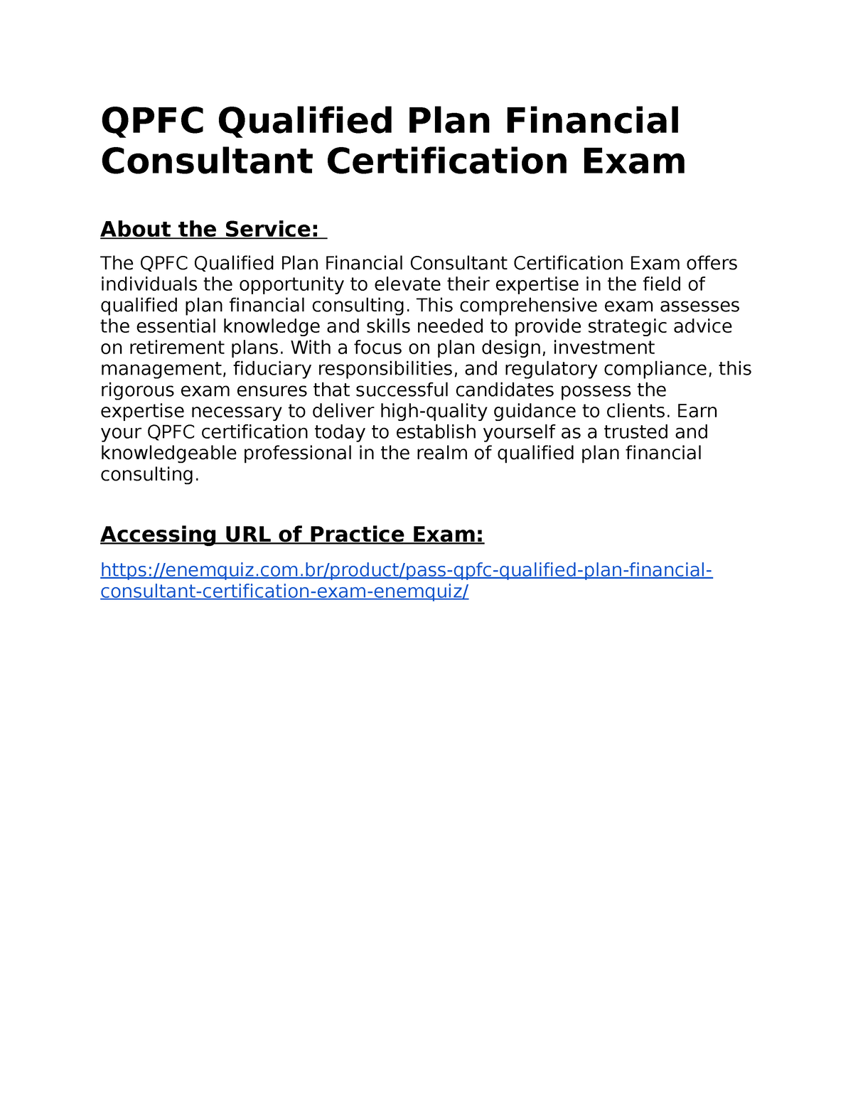 Download QPFC Qualified Plan Financial Consultant Practice Course