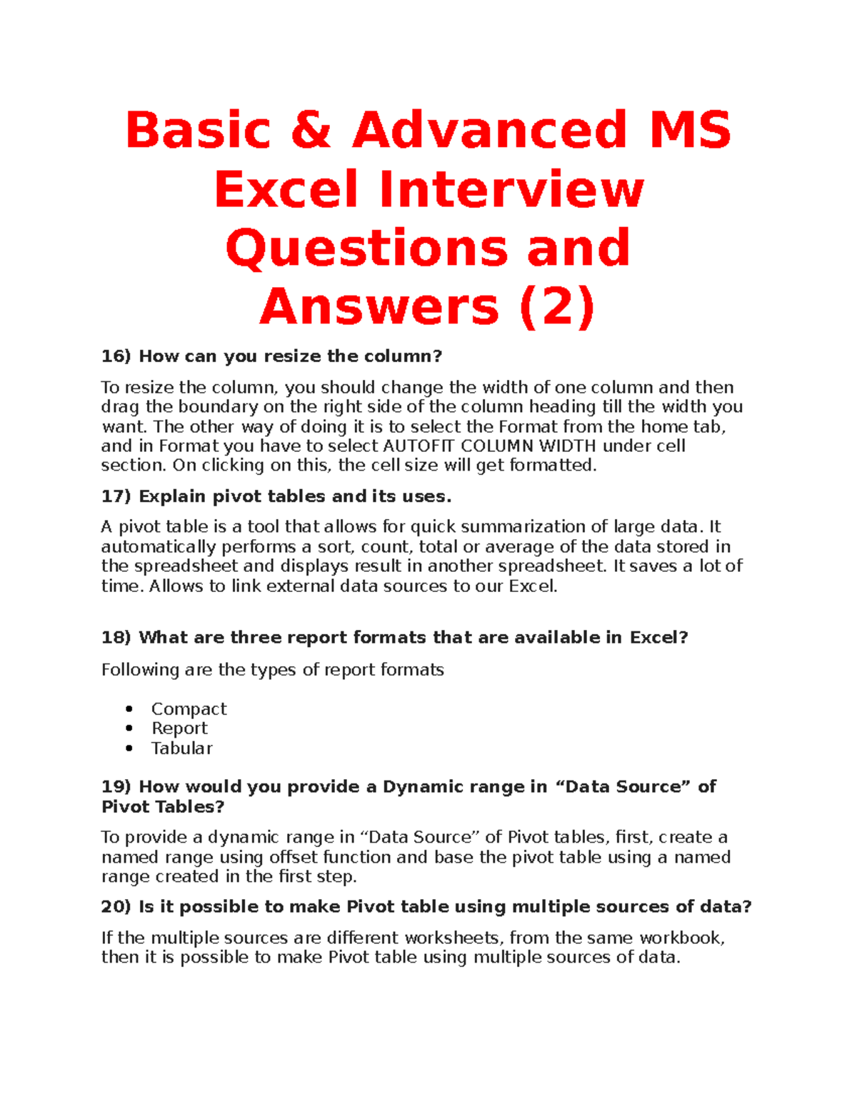 Excel Test 2 Excel Test 2 Excel Test 2 Excel Test 2excel Test 2excel Studocu