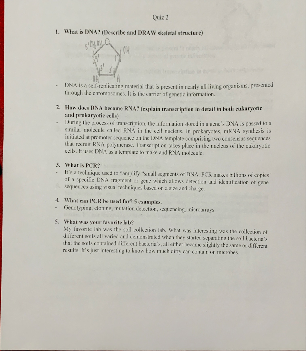 Bio 221 Quiz #2 - Quiz - BIO 121 - Studocu