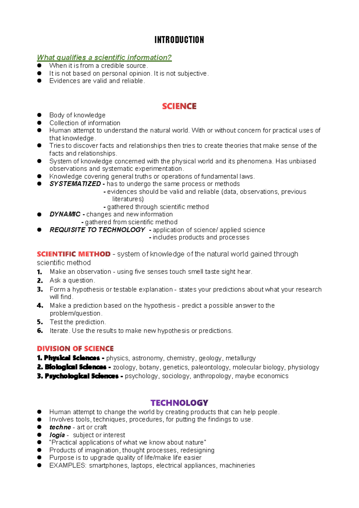 Sts-notes - Science technology and society - INTRODUCTION What ...
