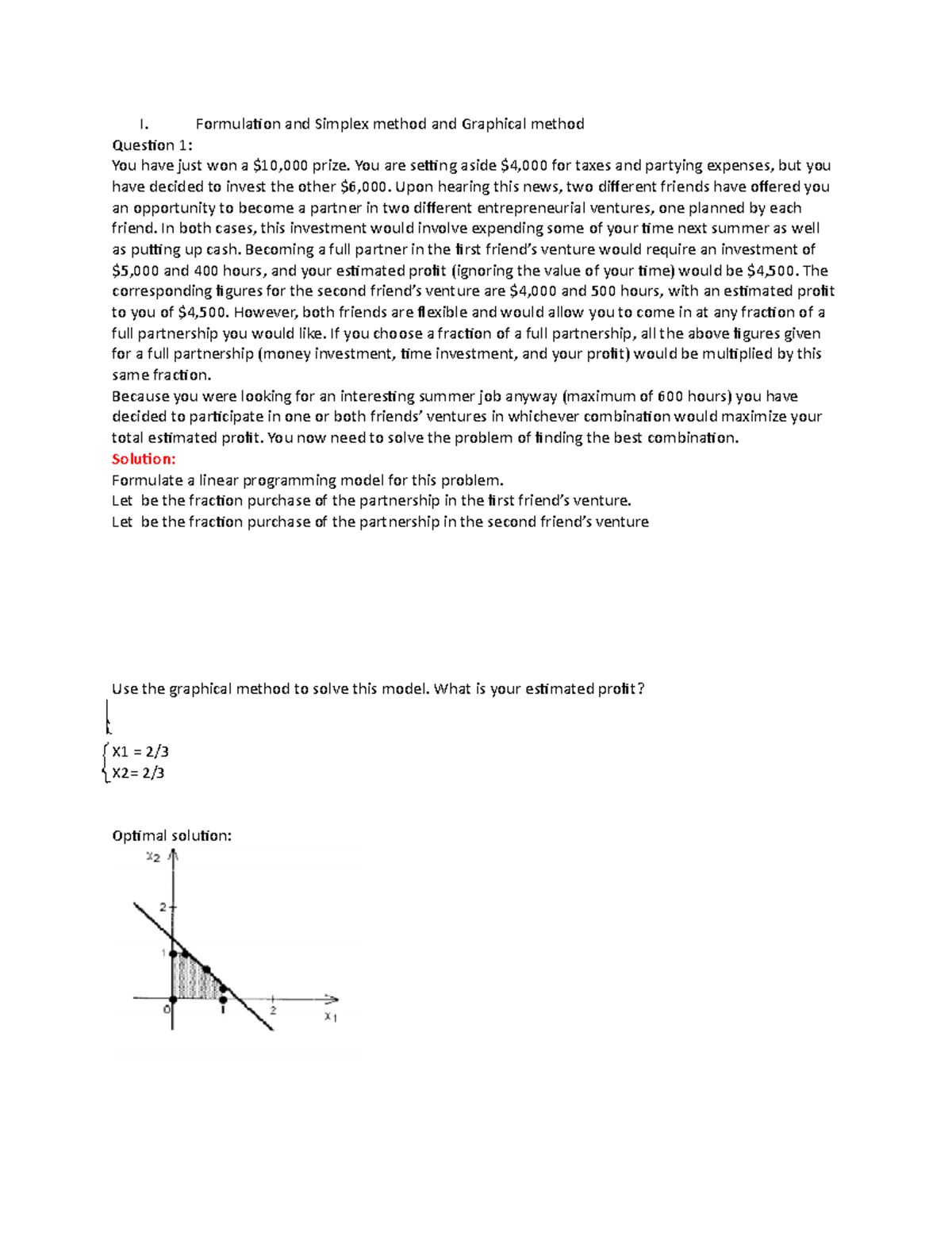 Extra exercise - Solution - I. Formulation and Simplex method and ...