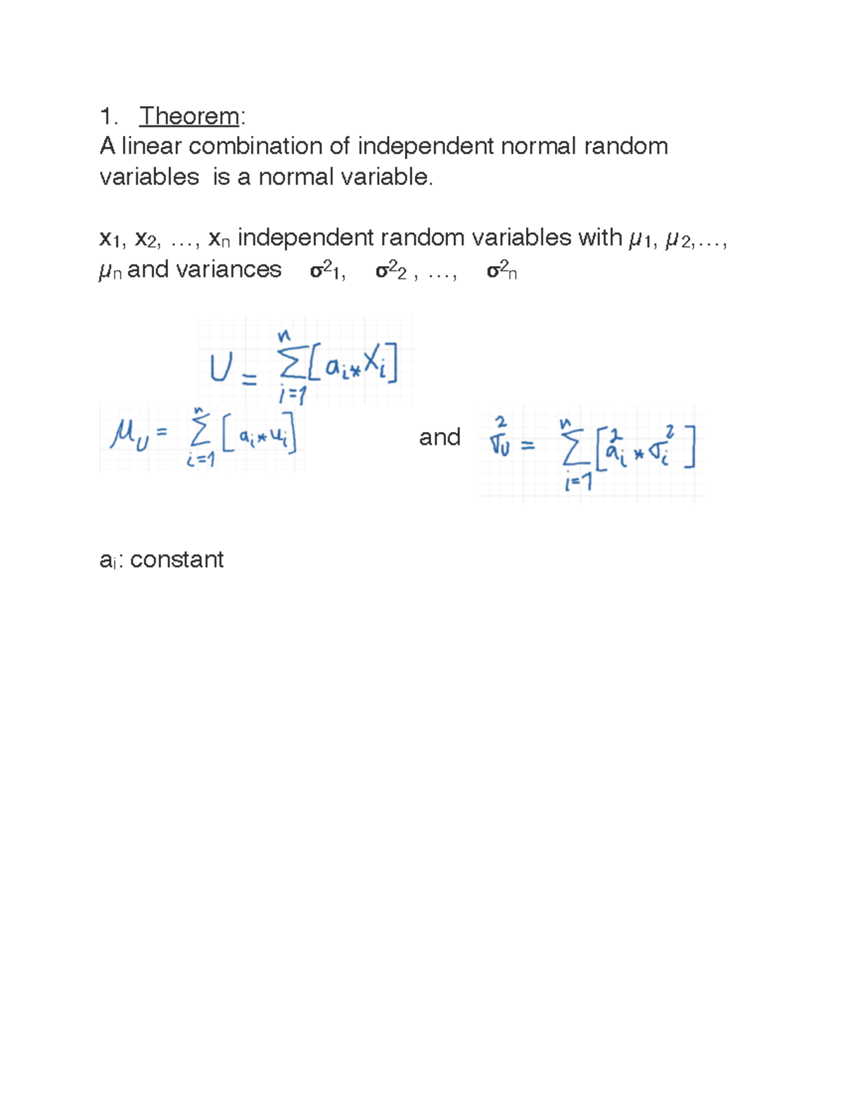 Clt Question And Solution 1 Theorem A Linear Combination Of Independent Normal Random 3756