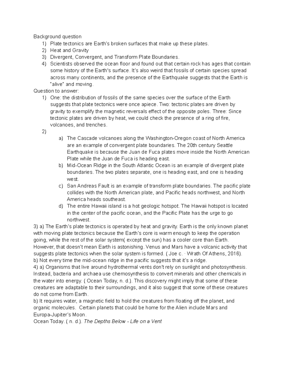 Plate Tectonic and Astrobiology - Google Docs - Background question 1 ...