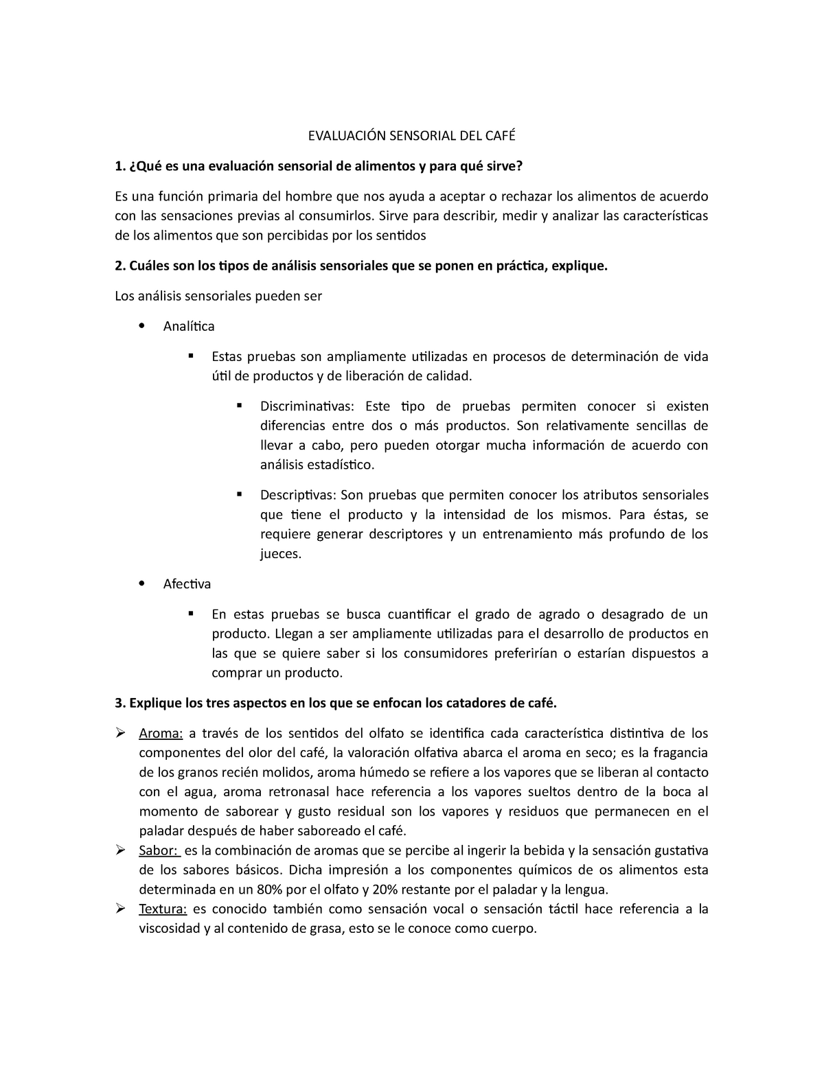 Evaluacion Sensorial Del Café EvaluaciÓn Sensorial Del CafÉ 1 ¿qué Es Una Evaluación 7714