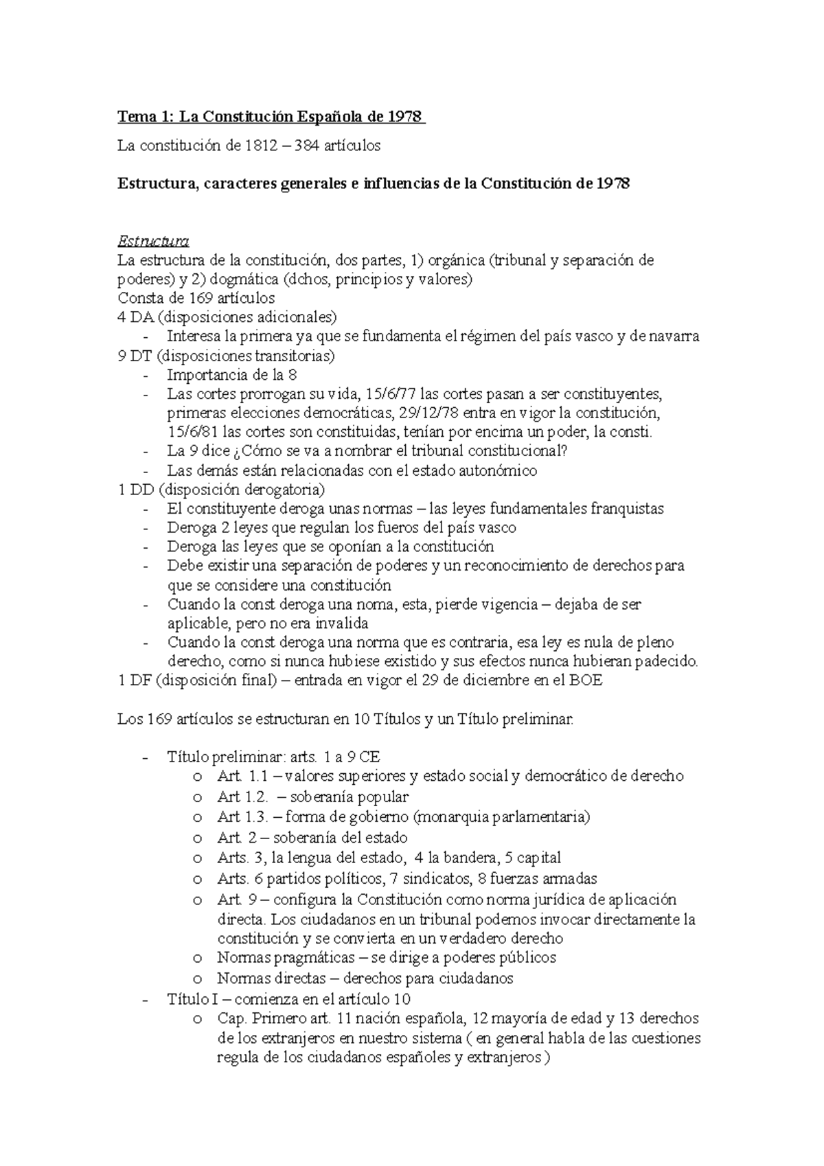 Apuntes Tema 1 - Tema 1: La Constitución Española De 1978 La ...