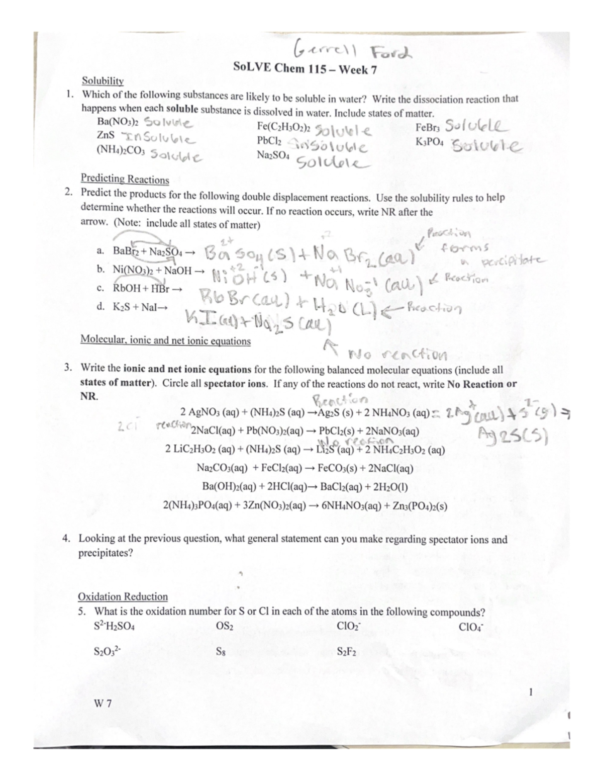 General Chem 1 practice problems - CHE 111 - Studocu