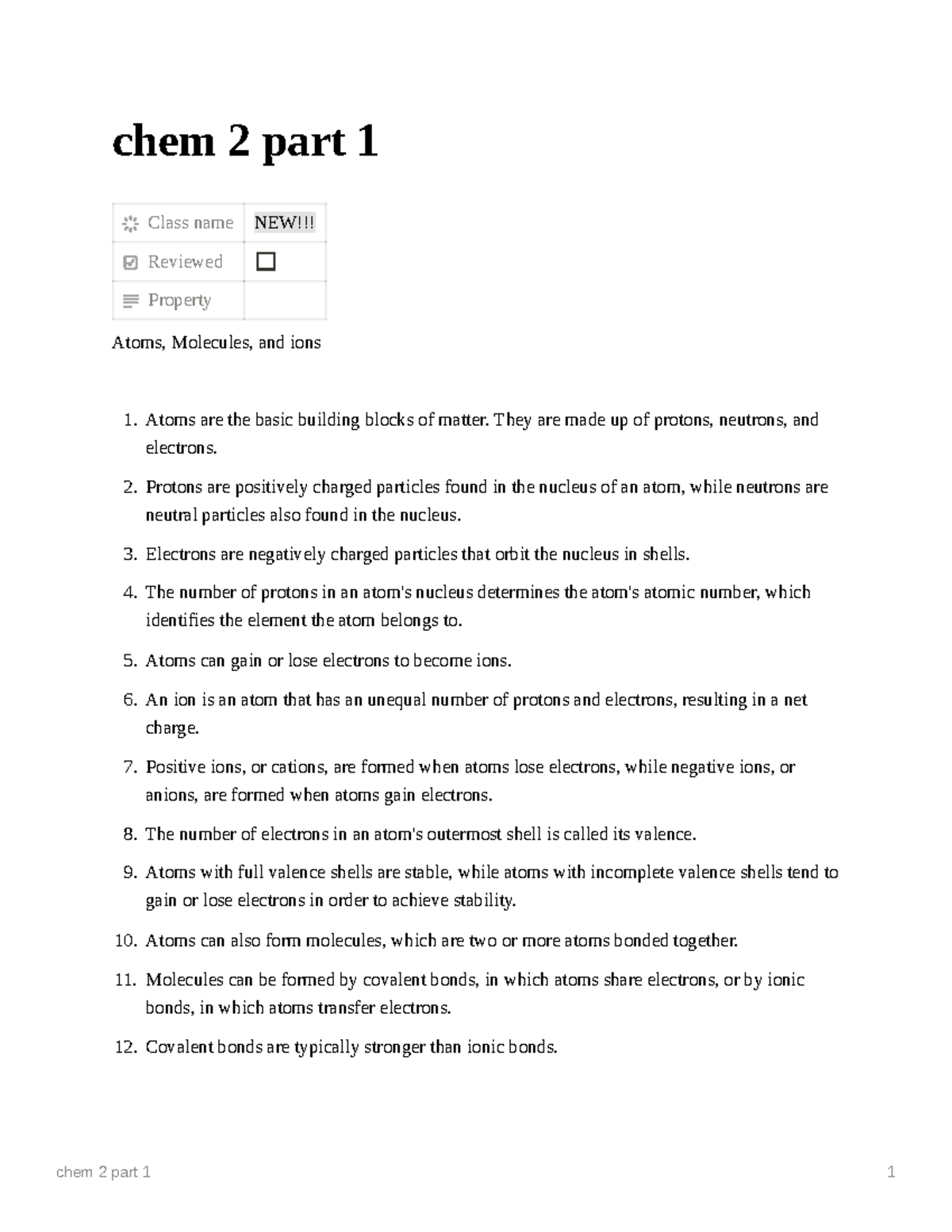 Chem 2 Part 1 Chem Chem 2 Part 1 Class Name New Reviewed