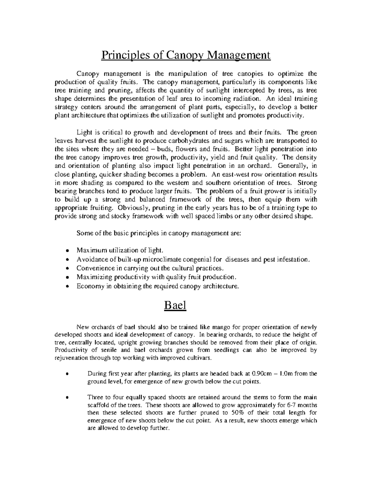 Canopymgt Principles of Canopy Management Canopy management is the