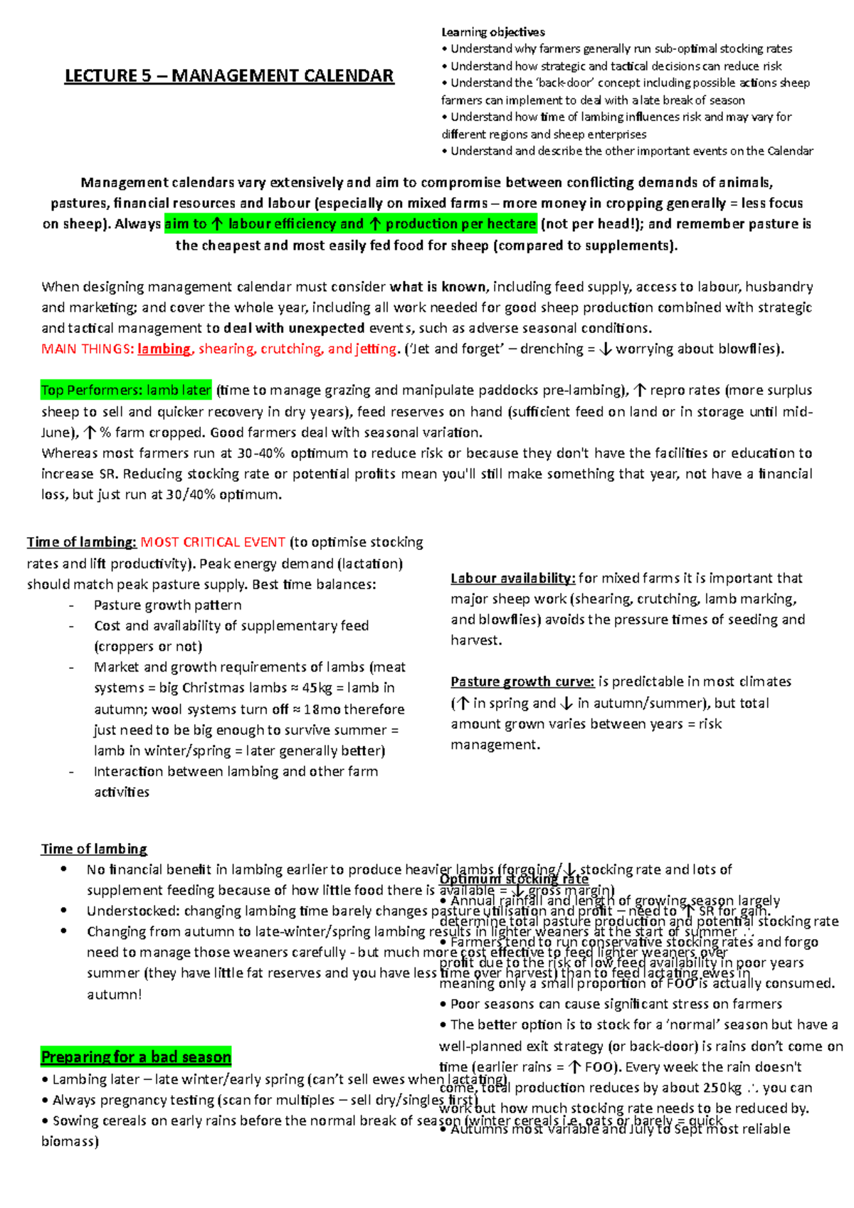 Lecture 5 - Management Calendar - LECTURE 5 – MANAGEMENT CALENDAR ...