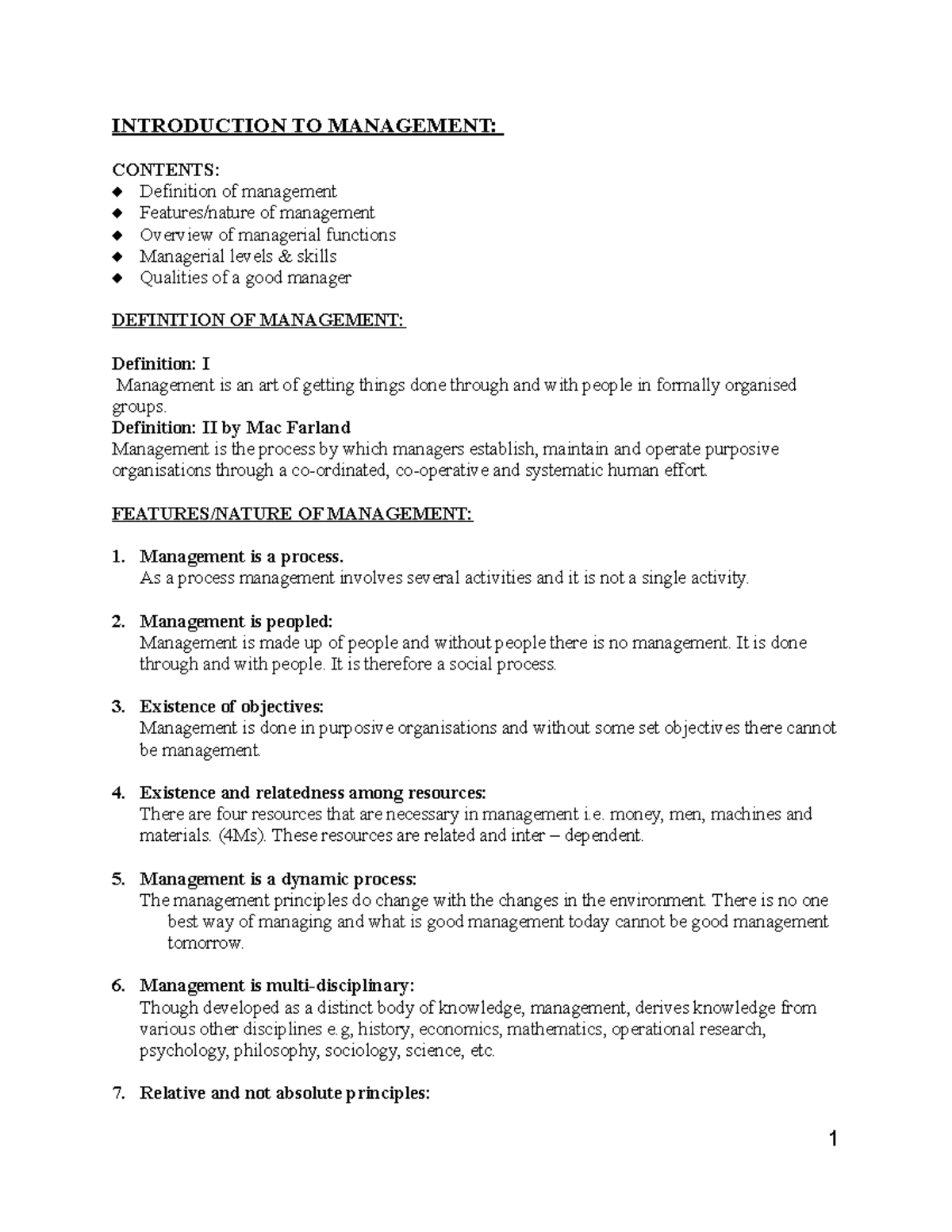 PPM Notes Introduction TO Management -2021 - INTRODUCTION TO MANAGEMENT ...