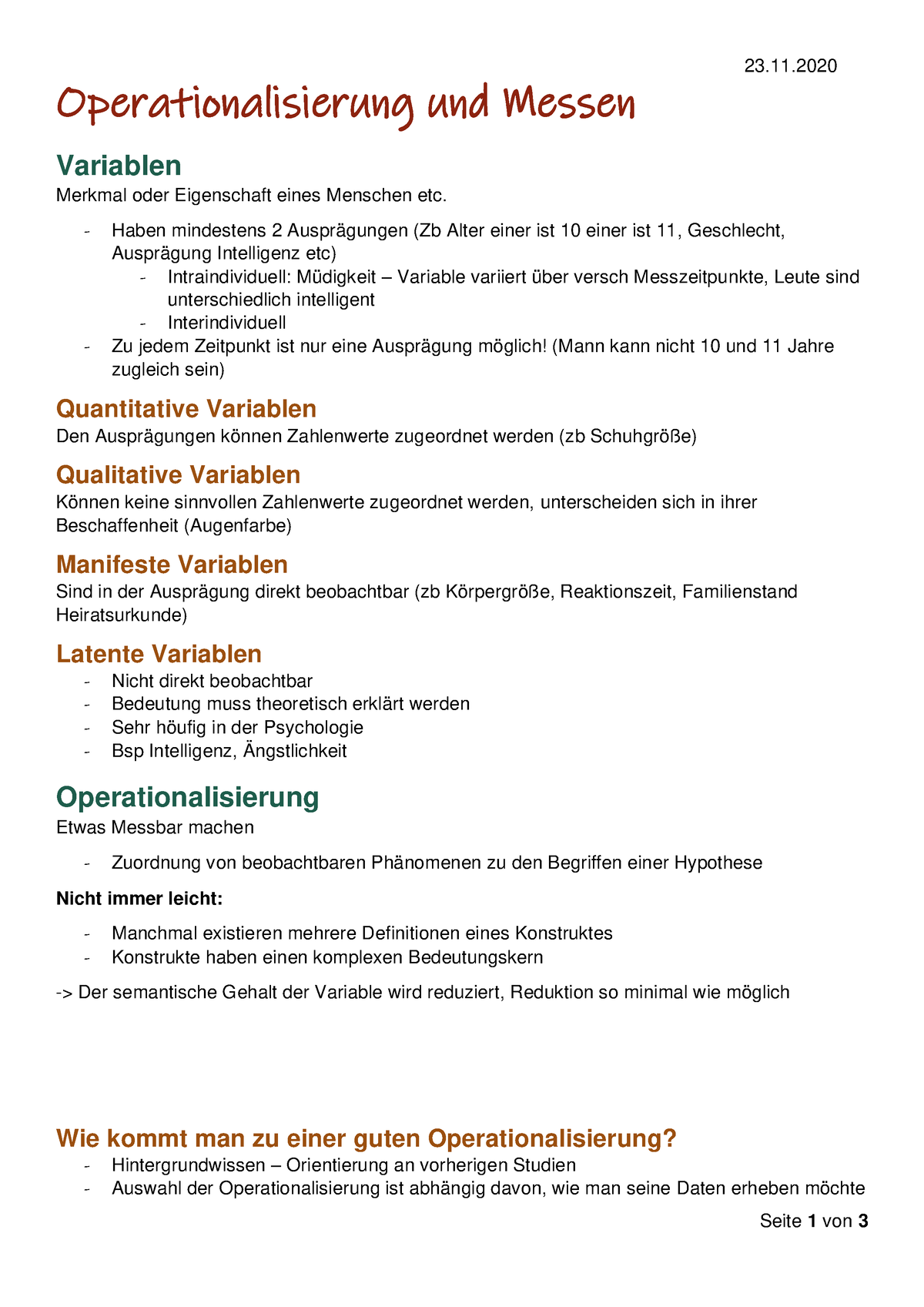 Operationalisierung Und Messen - 23. Seite 1 Von 3 Operationalisierung ...