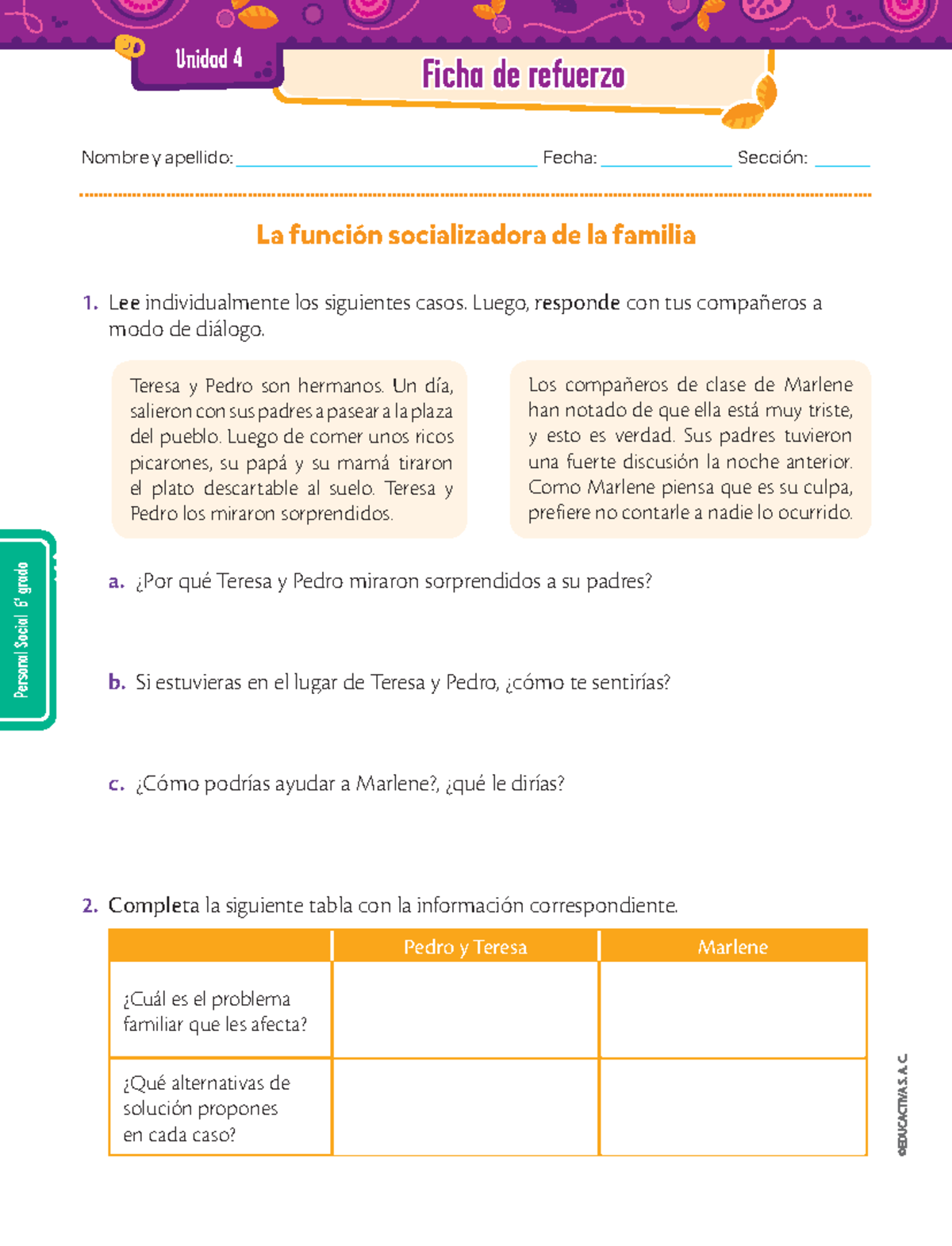 Pertenecemos+A+UNA+ Familia+2 - Ficha de refuerzoFicha de refuerzo ...