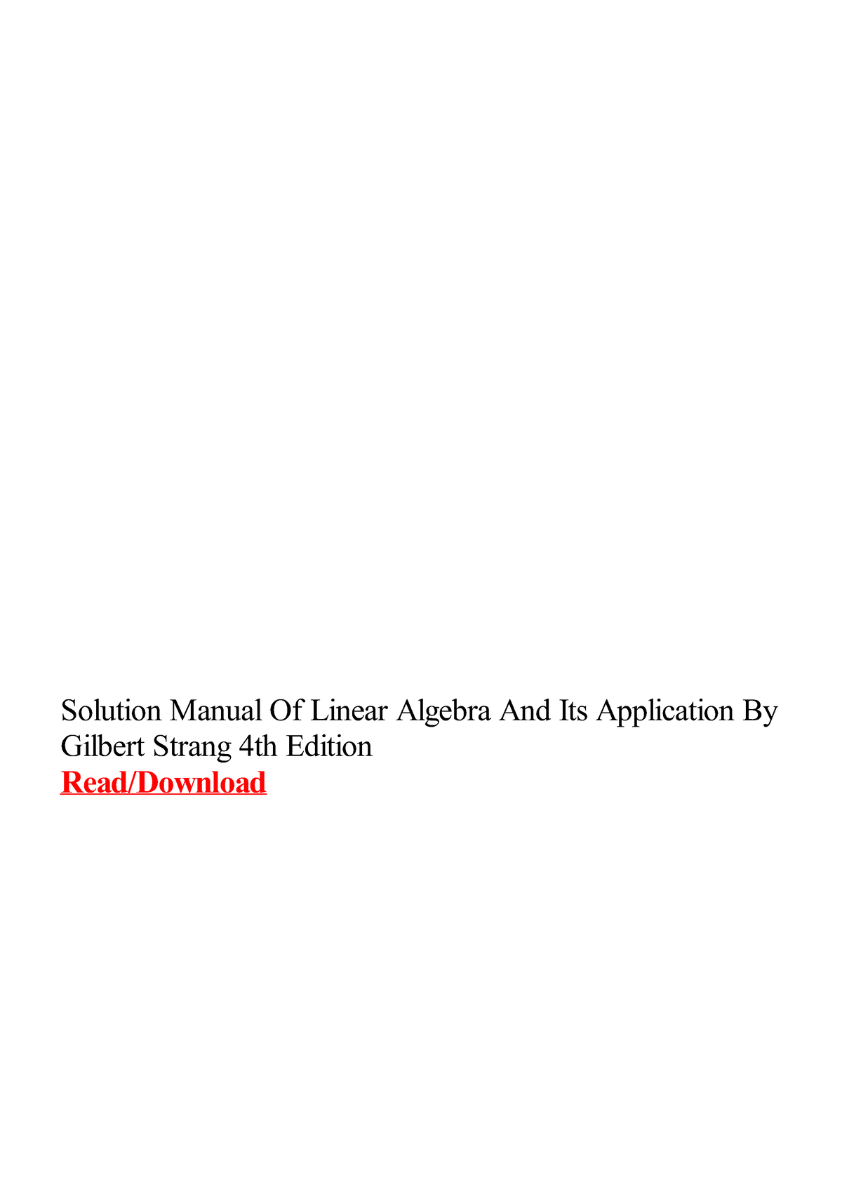 linear algebra and its application 4th edition pdf