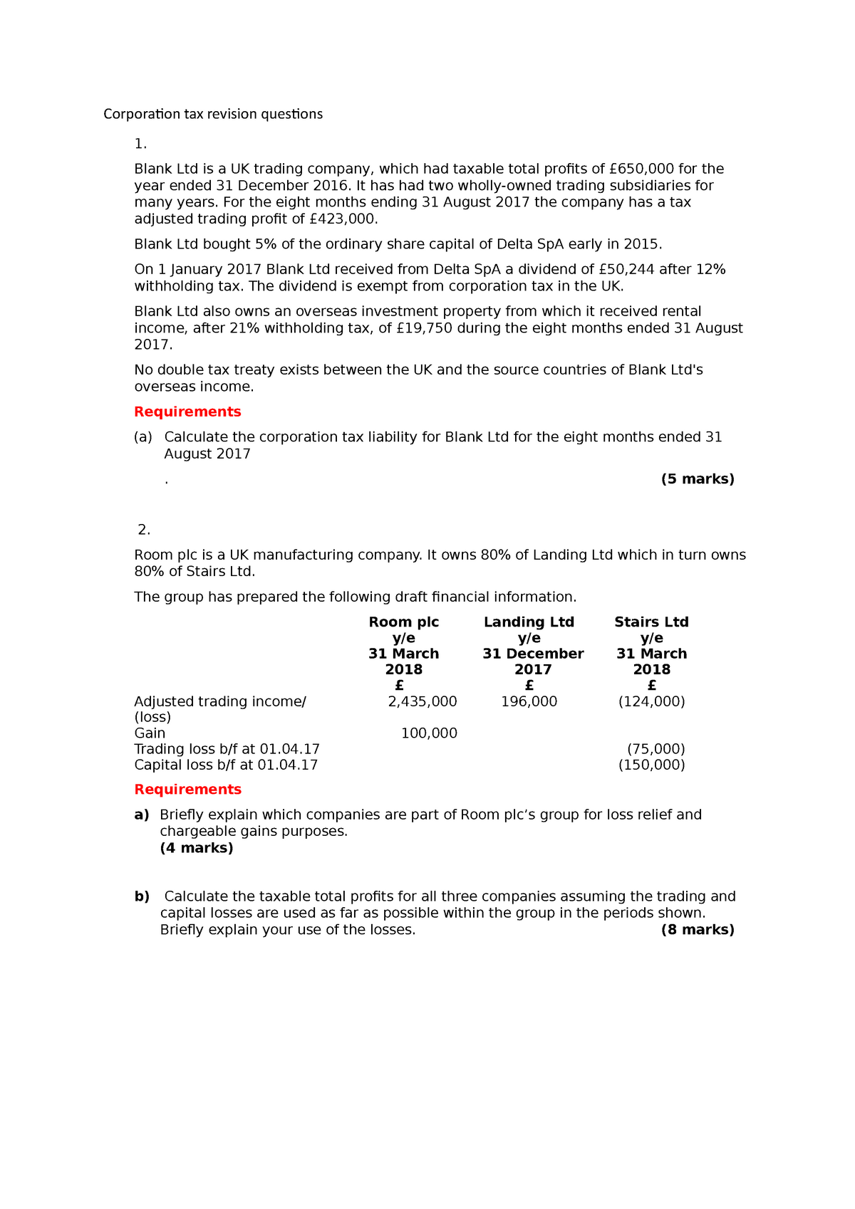 corporation-tax-revision-questions-2018-blank-ltd-is-a-uk-trading