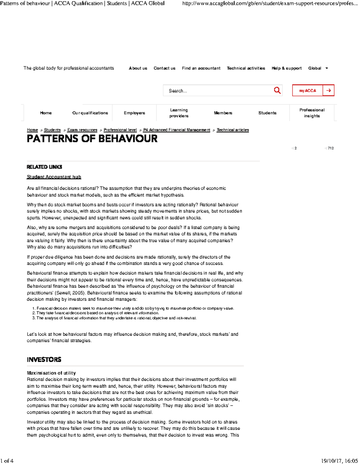 Patterns of behaviour ACCA Qualification Students ACCA Global - Home ...