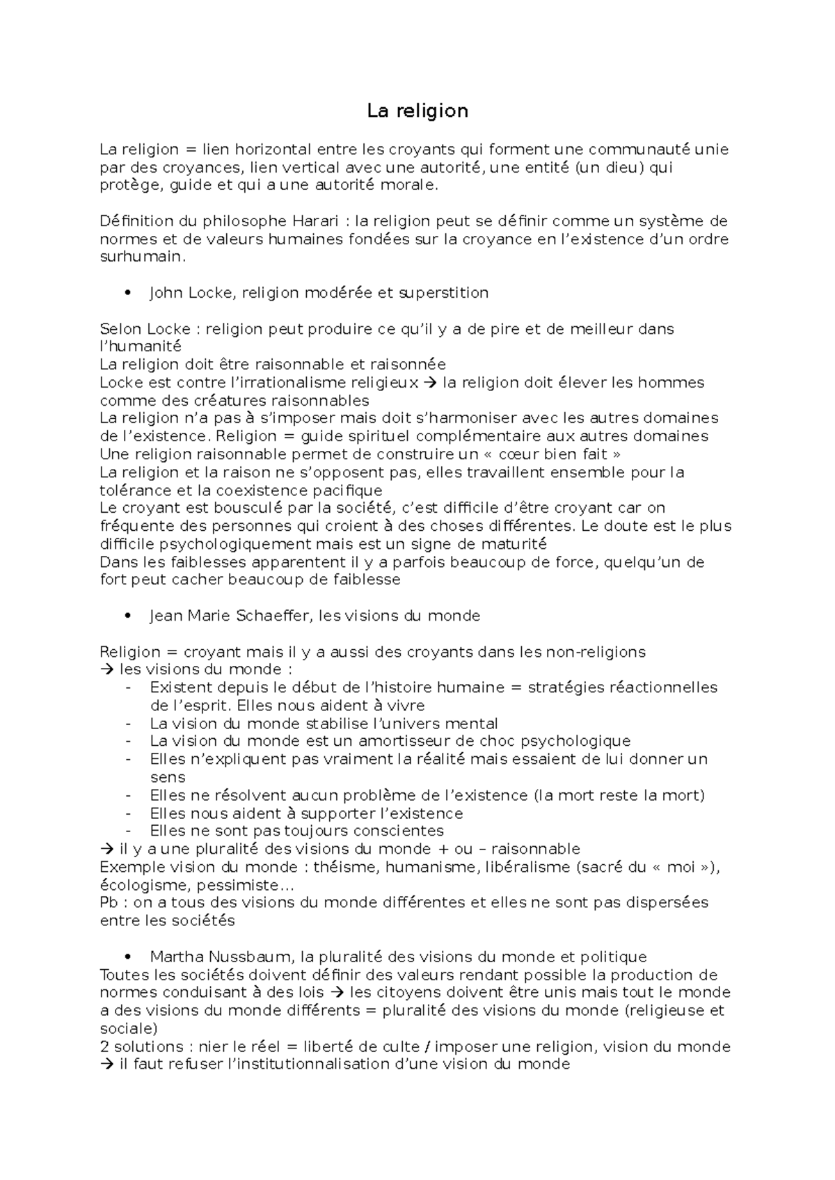 Philo Fiche Religion La Religion La Religion Lien Horizontal