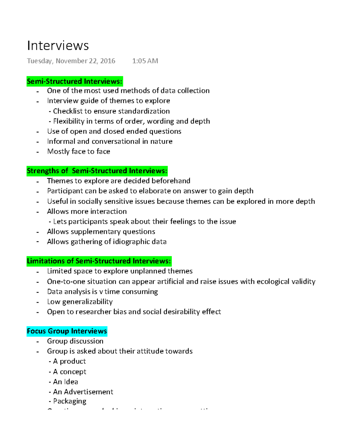Pap8 - Writing notes - Semi-Structured Interviews: One of the most used ...