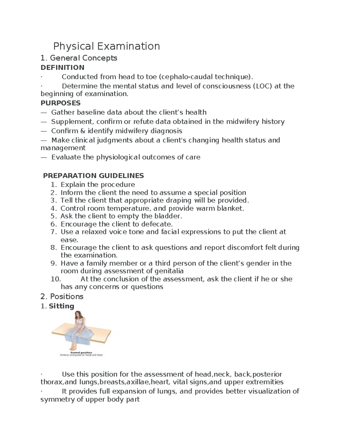 Midterms - Summary Bs Medical Technology - Physical Examination 1 