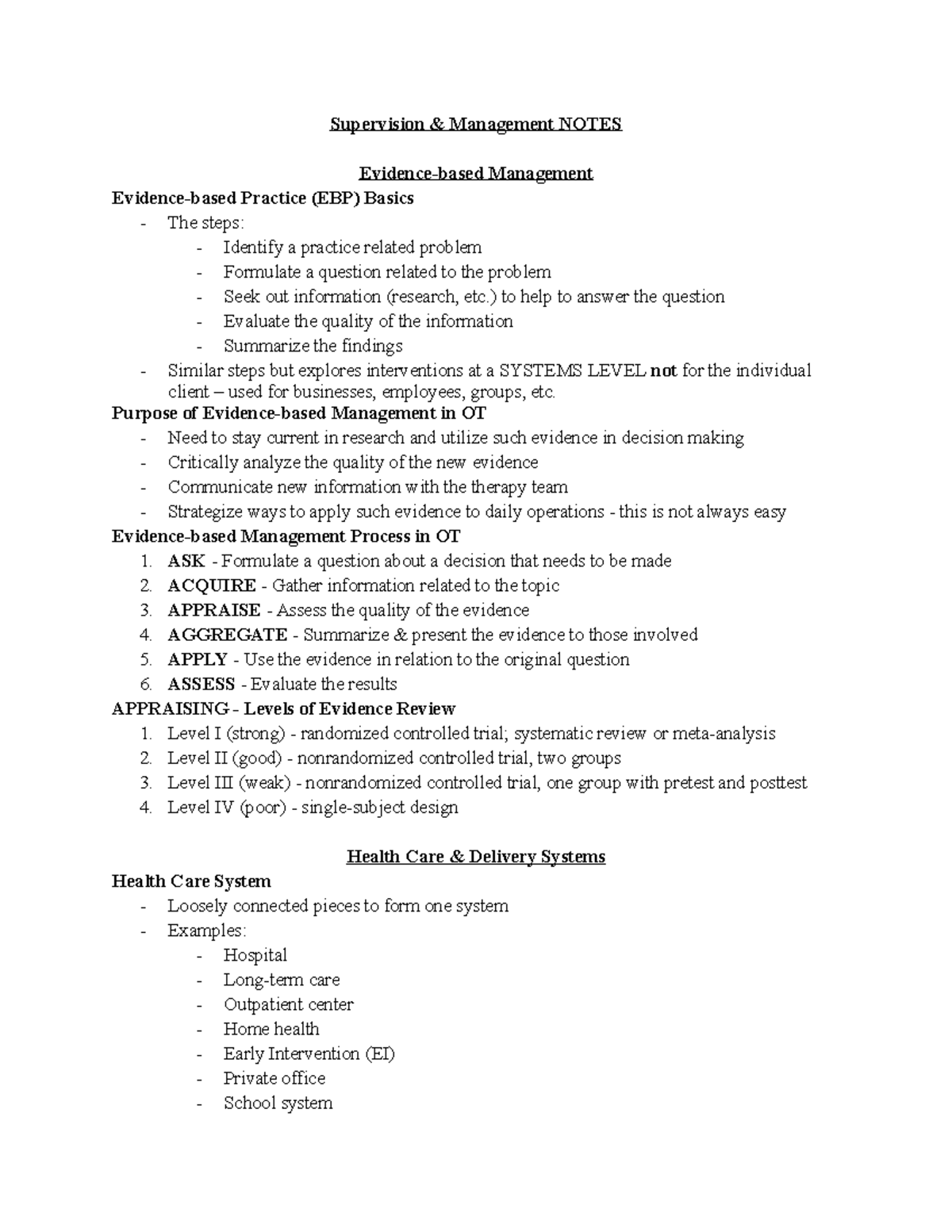 Supervsion and Management Notes - Supervision & Management NOTES ...