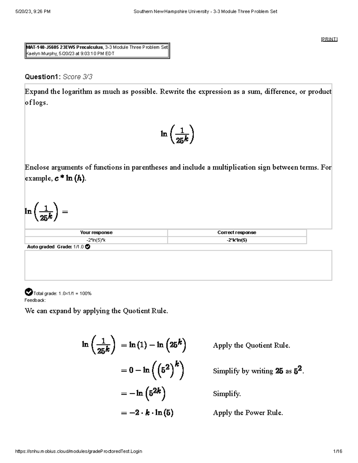 Southern New Hampshire University - 3-3 Module Three Problem Set ...