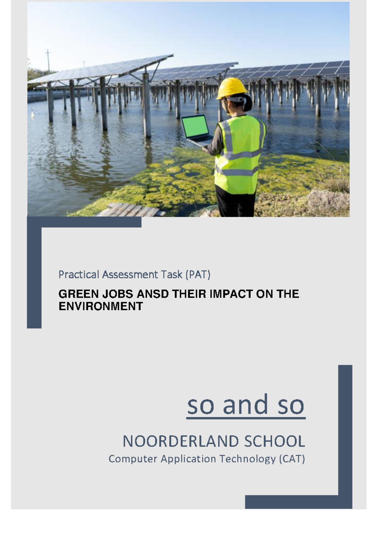 Plannning Document-example - Practical Assessment Task (PAT) GREEN JOBS ...