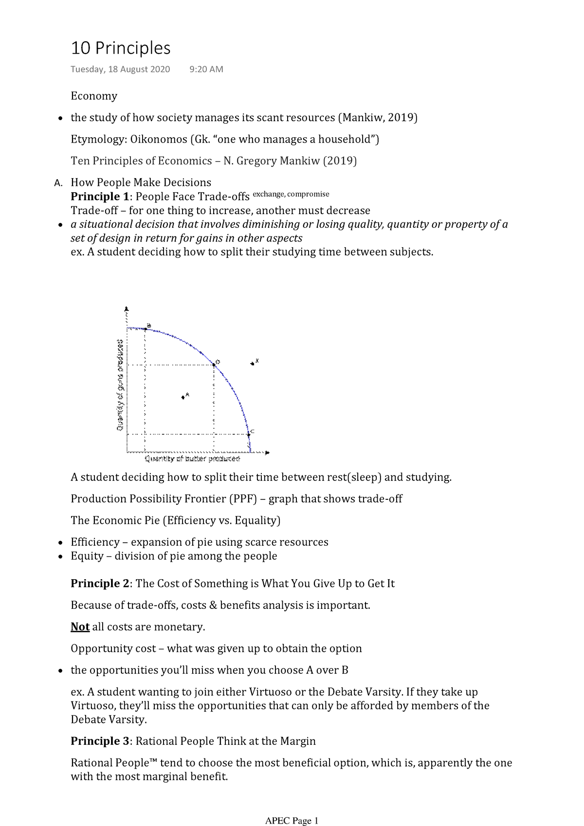 10 Principles - Economy the study of how society manages its scant ...