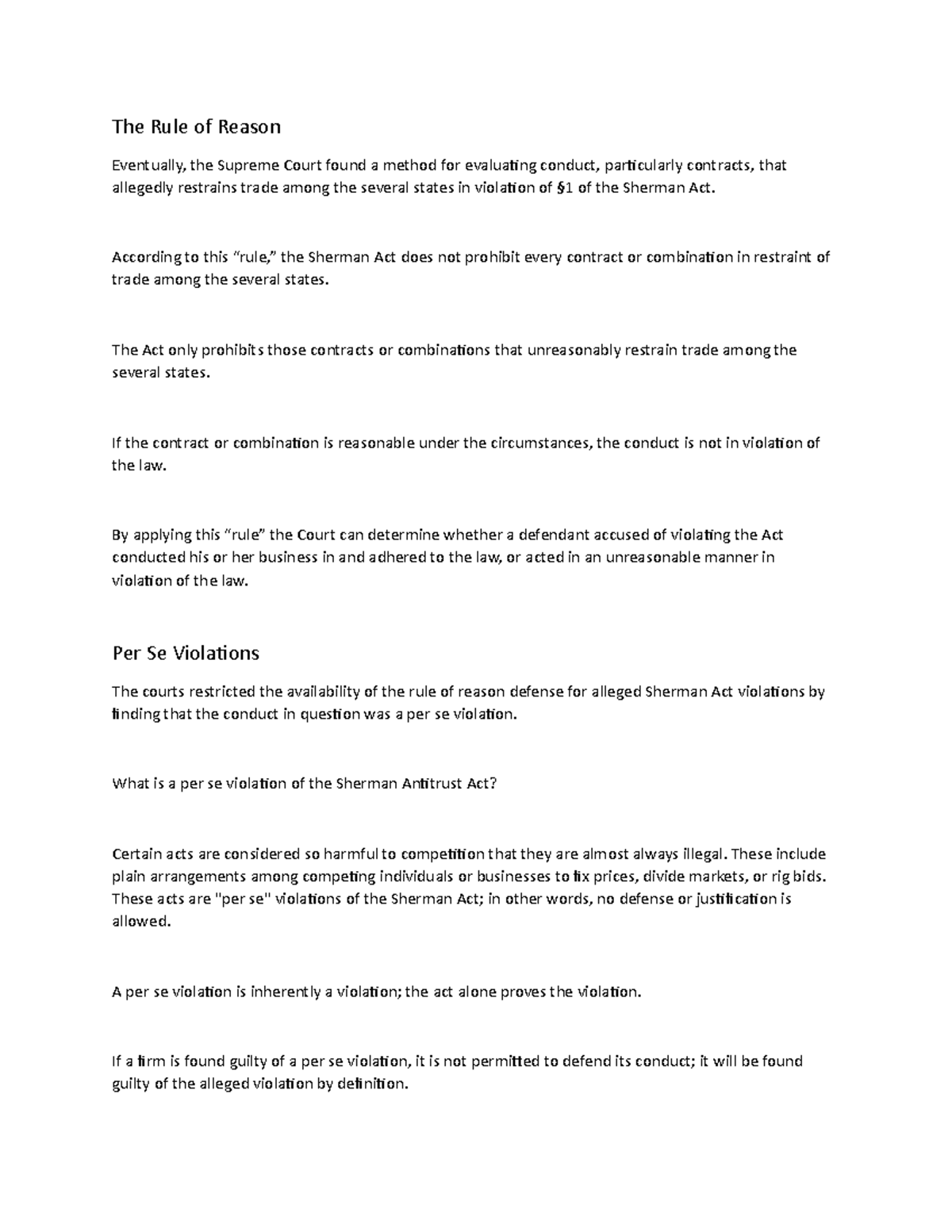 Rule of reason Module notes The Rule of Reason Eventually, the