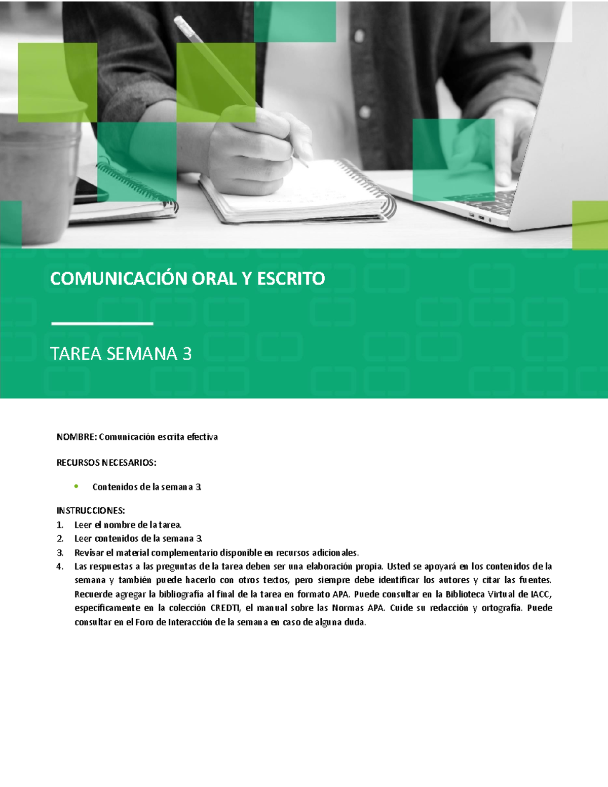 Tarea semana 3 comunicación oral y escrita Constanza muñoz ...