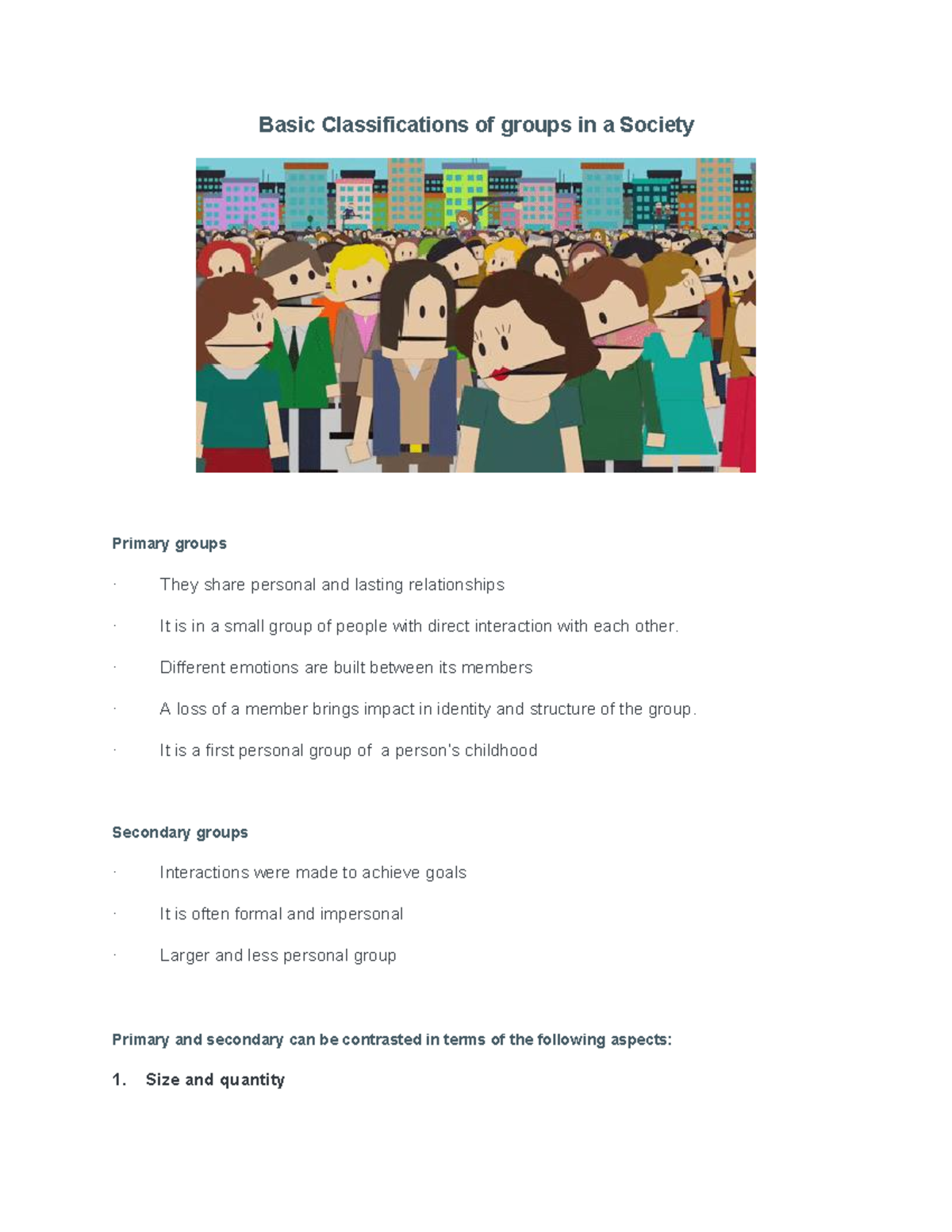 UCSP Notes 2 To be able to learn how the society organized Basic