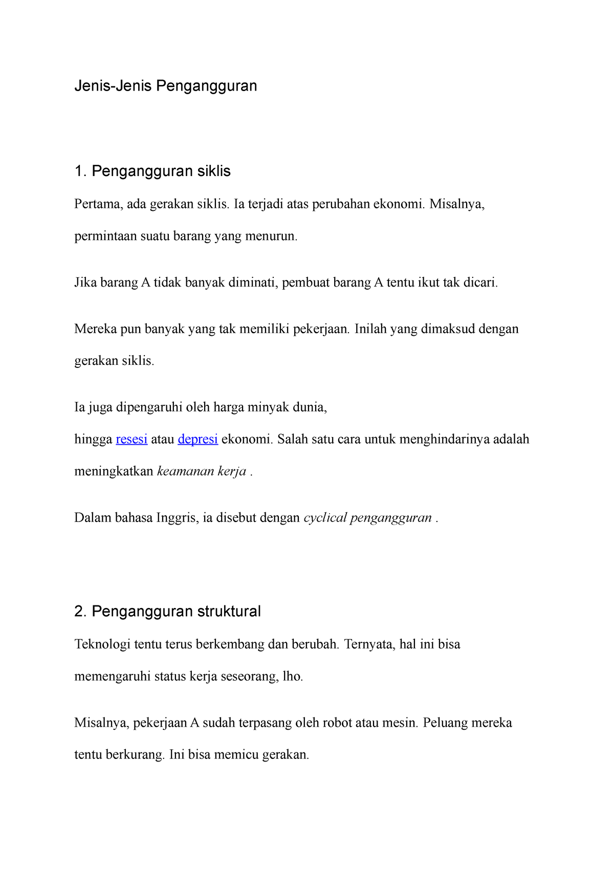 Summaries-Jenis-jenis Pengangguran - Jenis-Jenis Pengangguran 1 ...