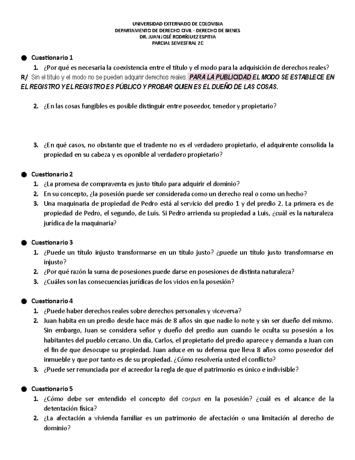 Examen 2018, Preguntas Y Respuestas - UNIVERSIDAD EXTERNADO DE COLOMBIA ...