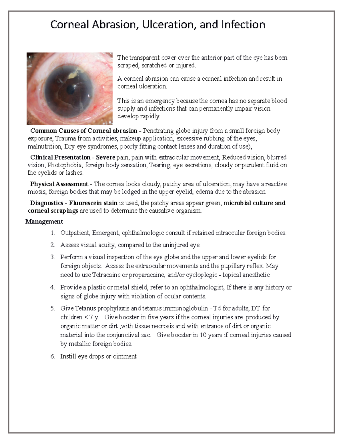 4 Corneal Abrasion - A Corneal Abrasion Can Cause A Corneal Infection ...