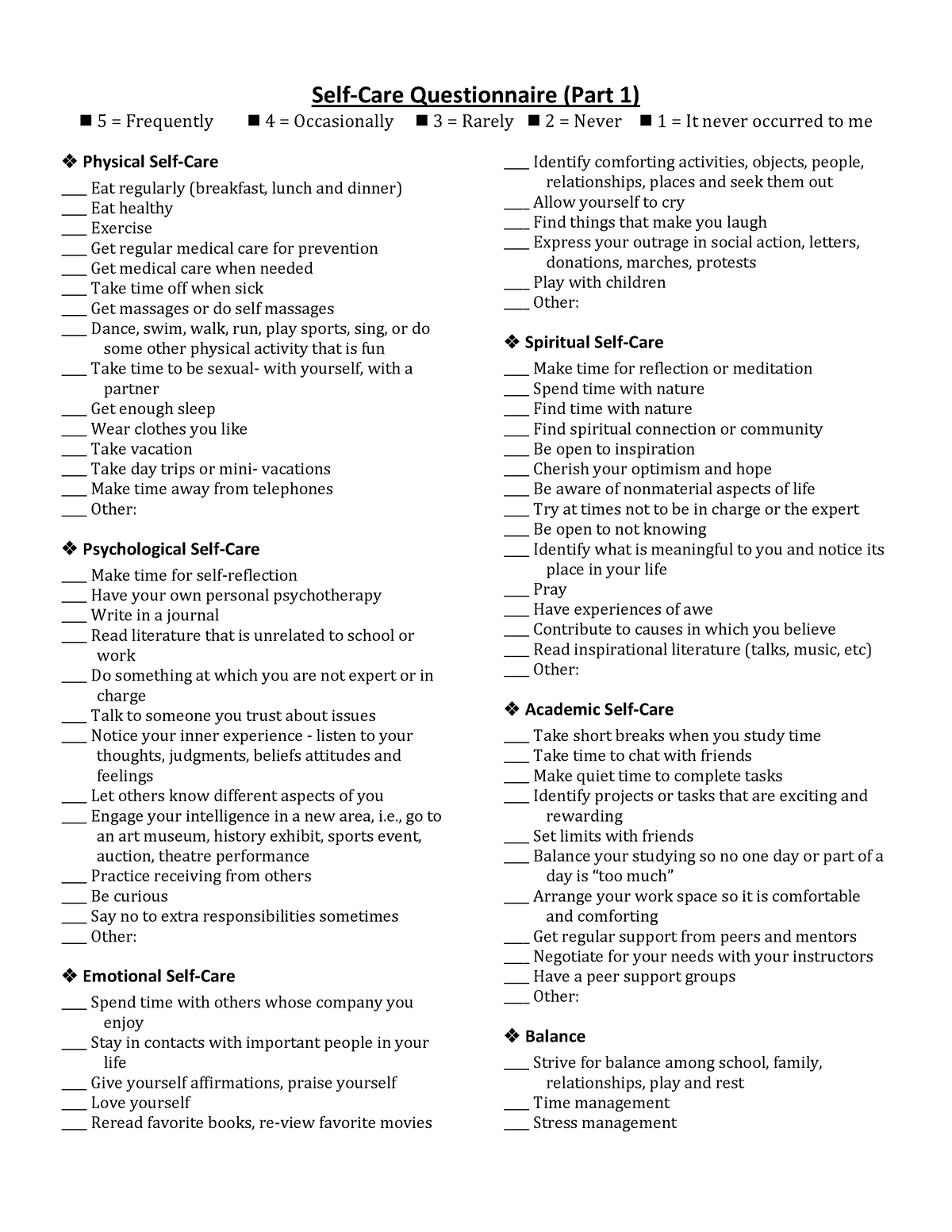 Self-Care Questionnaire and Contract (1)(Accessible) - Self-Care ...