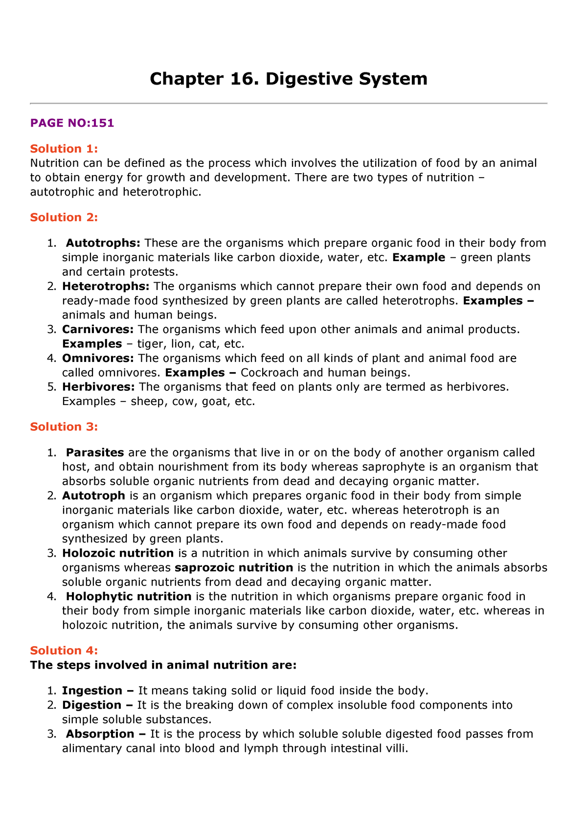 Digestive System - notes - ncertbooksolutions Chapter 16. Digestive ...