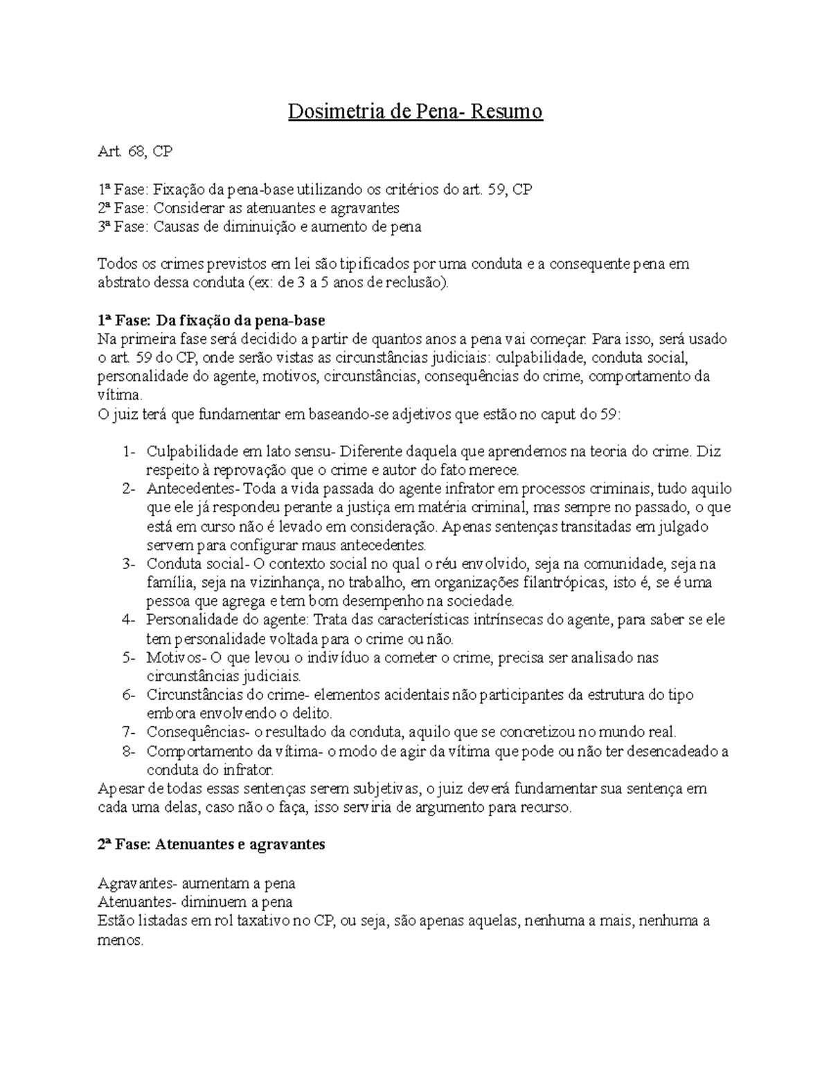 Dosimetria De Pena 68 CP 1 Fase Fixa o Da Pena base Utilizando Os 