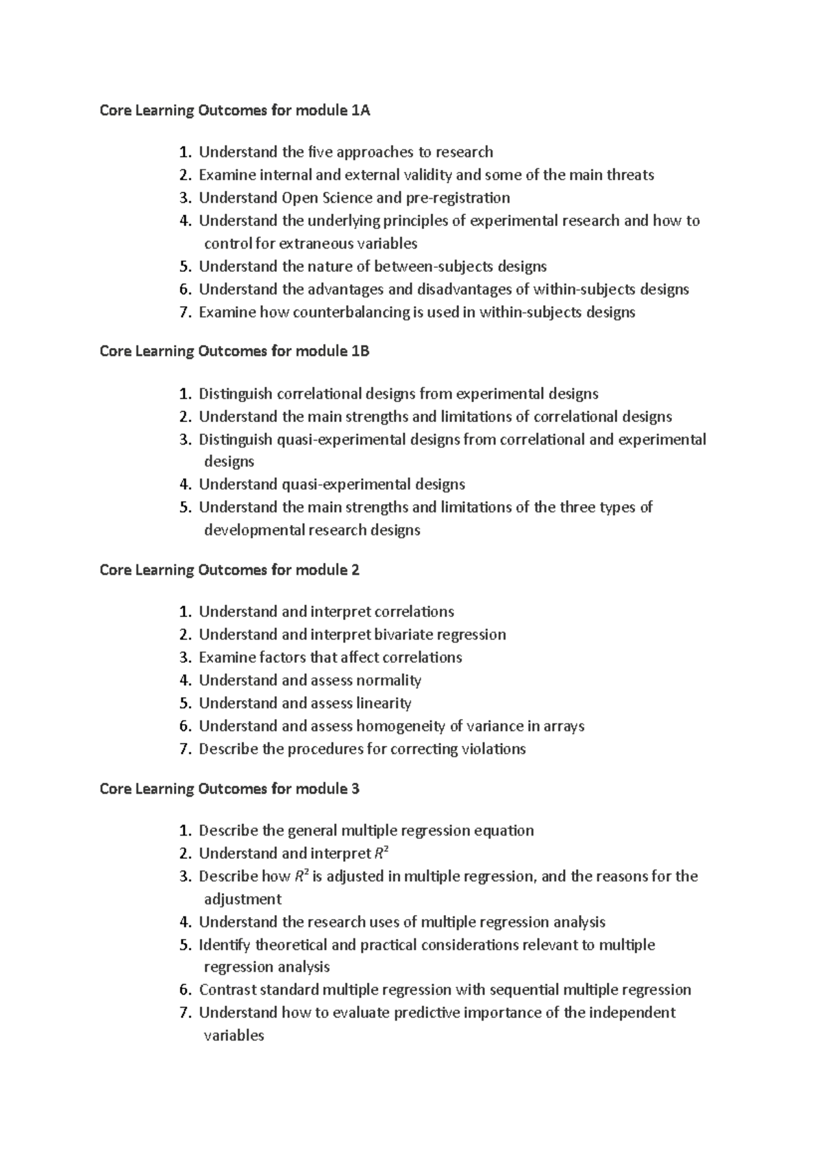 Core Learning for weeeks 110 Core Learning for