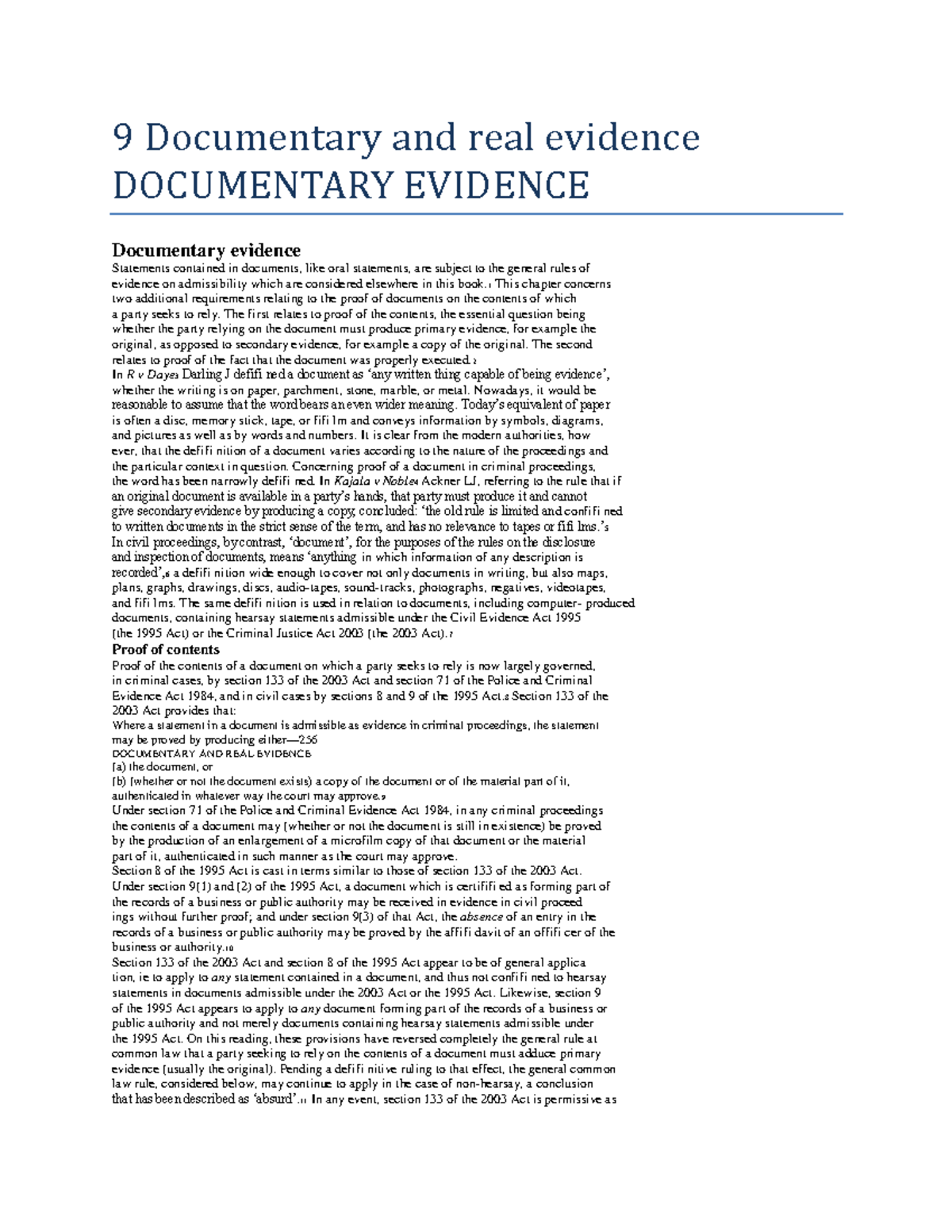 9 Documentary And Real Evidence Documentary Evidence - 9 Documentary ...