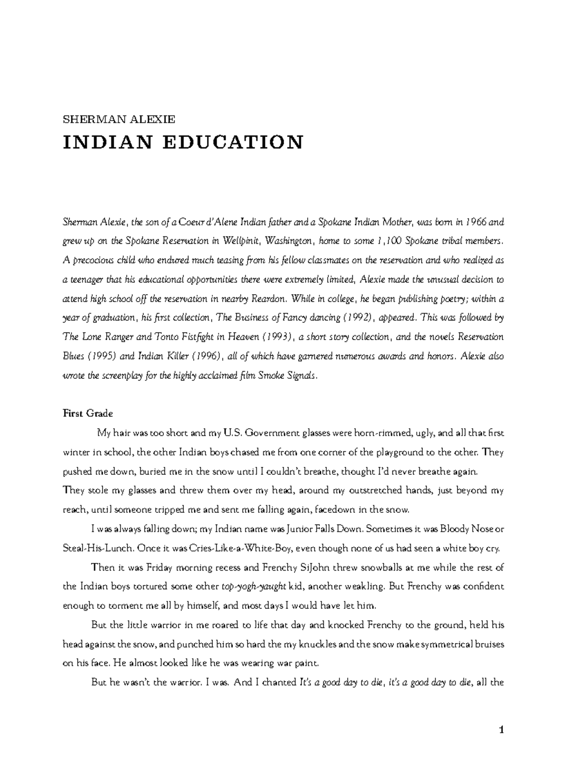 indian education sherman alexie essay