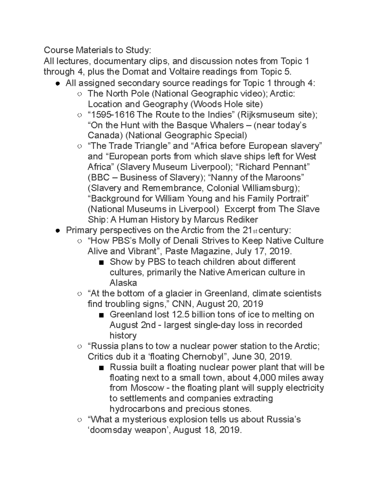 HIST 116 Midterm Study Guide Course Materials To Study All Lectures